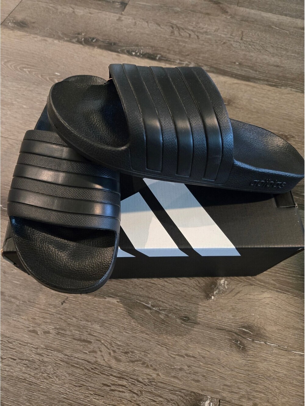 adidas Adilette Aqua Black Slides F35550 Men's Size 11 Shower Sandals